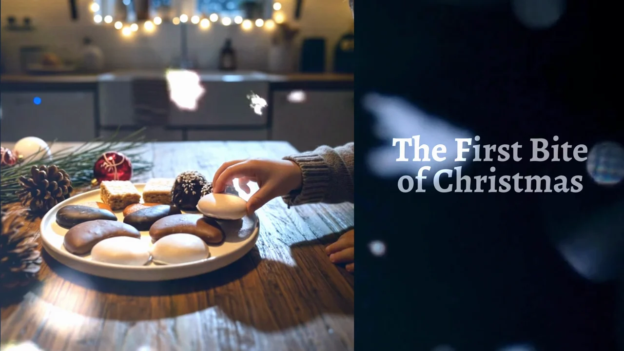 Plate of Austrian biscuits in the opening frame of The First Bite of Christmas