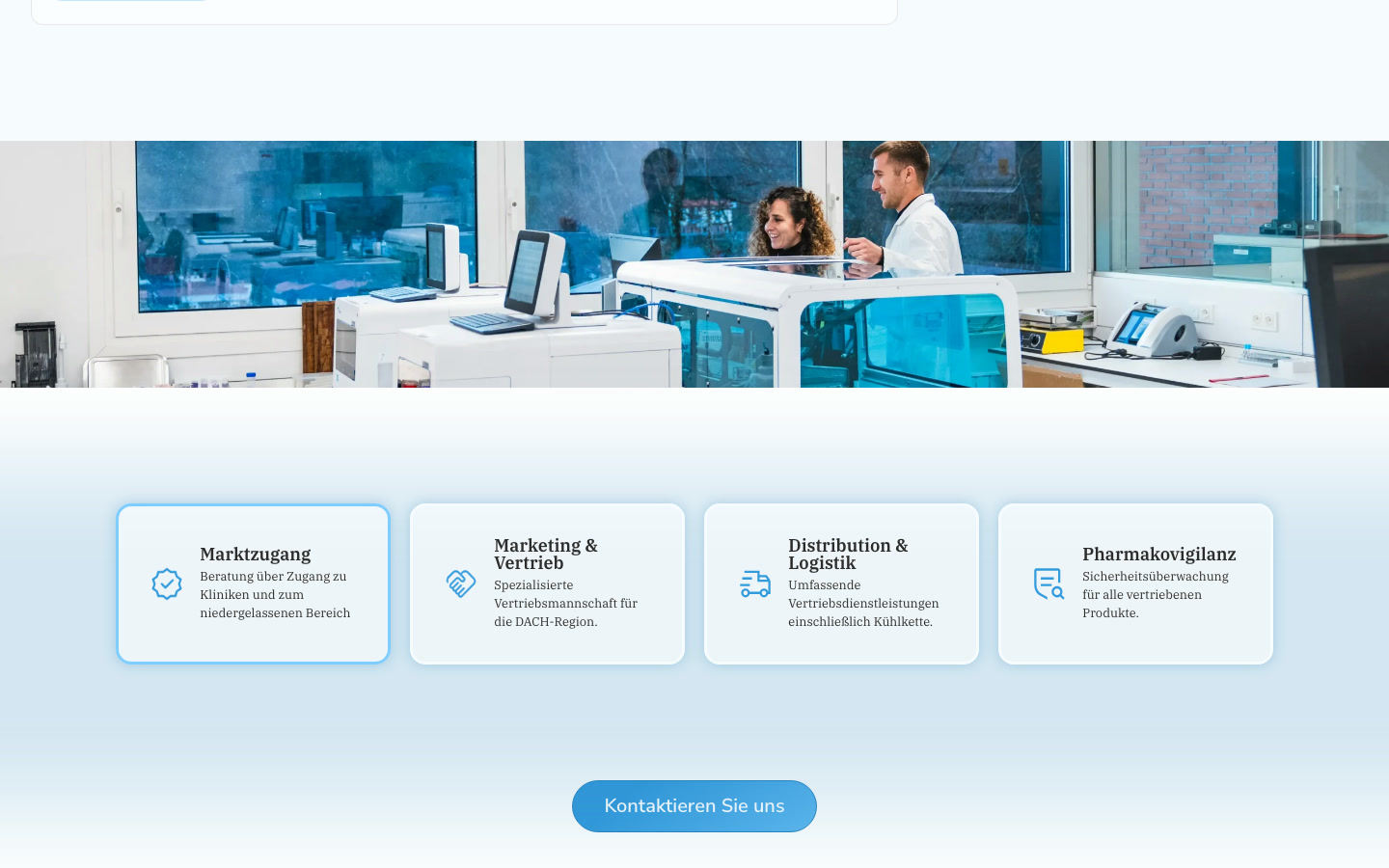 L&L Pharma corporate website showing its laboratory and healthcare services