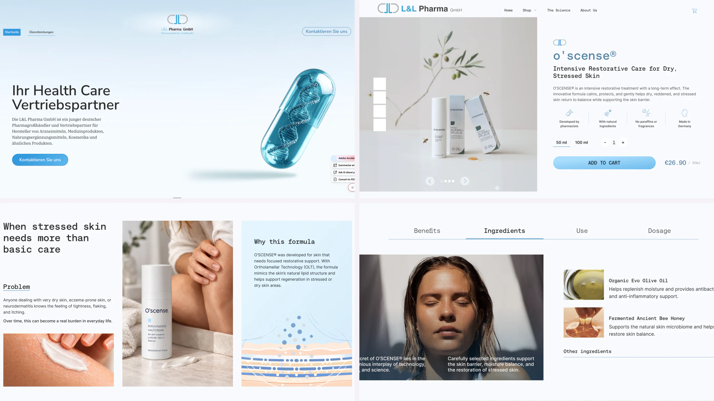 High-resolution selection of Analytics & tracking work for L&L Pharma / o’scense