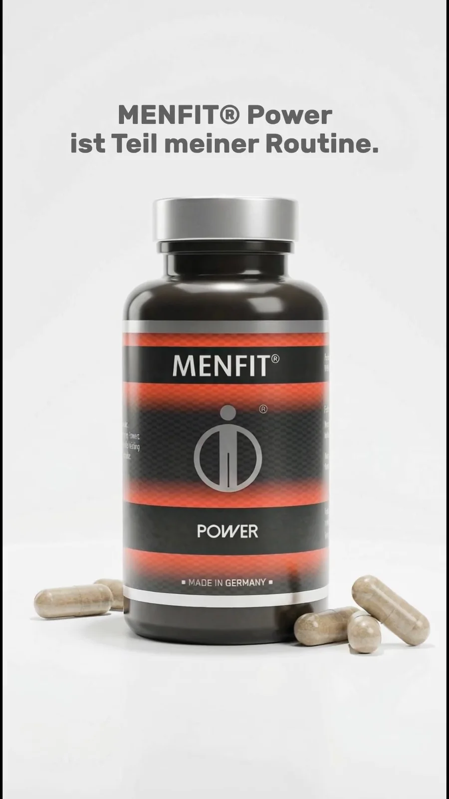 MenFit bottle against a clean white background in the Daily Routine film