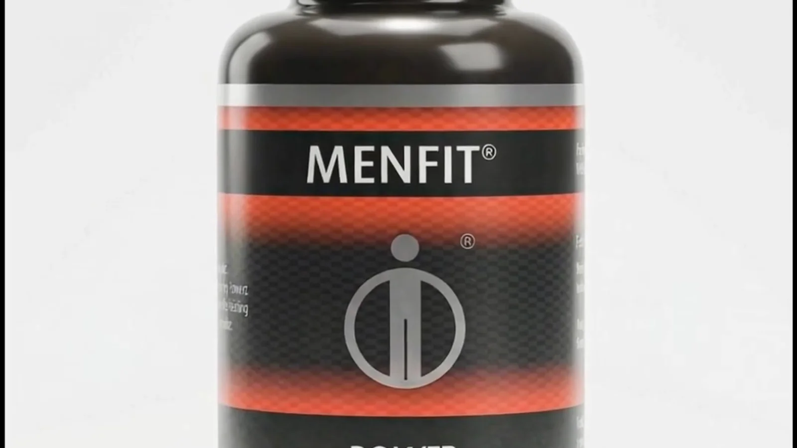 MenFit Power bottle held in a close product-focused campaign image