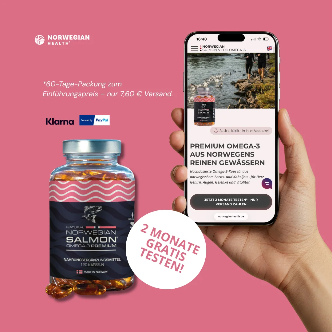 Norwegian Salmon bottle beside a mobile product-page composition